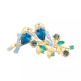 Брошь из красного золота с агатами, топазами и фианитами 740217