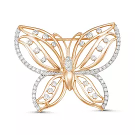 Брошь из красного золота с фианитами 060101