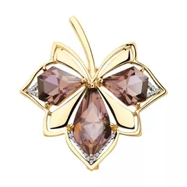 Брошь из красного золота с фианитами 740243