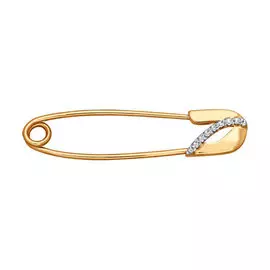 Брошь из красного золота с фианитом 040155