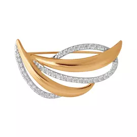 Брошь из красного золота с фианитом 040162