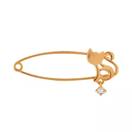 Брошь из красного золота с фианитом 040295