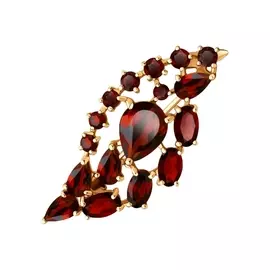 Брошь из красного золота с гранатами 740294