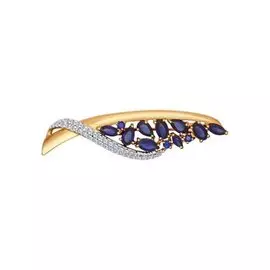 Брошь из красного золота с корундами и фианитами 740124