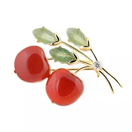 Брошь из серебра с агатами и фианитами с позолотой И3-1172-27-61