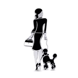 Брошь из серебра с эмалью с родированием бр-054э-2