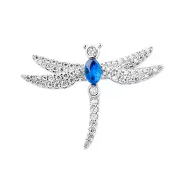 Брошь из серебра с фианитами и наносапфиром И3-1410-23-61