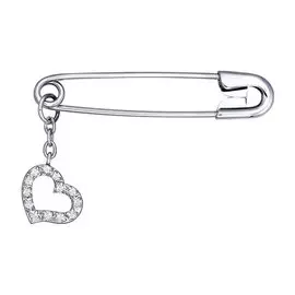 Брошь из серебра с фианитами с родированием 94040017