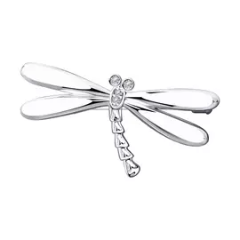 Брошь из серебра с фианитами с родированием 94040049