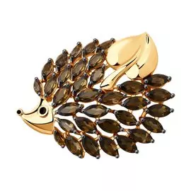 Брошь из серебра с раухтопазом и эмалью 92040071