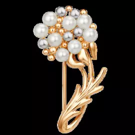 Брошь из желтого золота с жемчугом 000418-1602