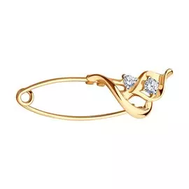 Брошь из золота с фианитами 040333