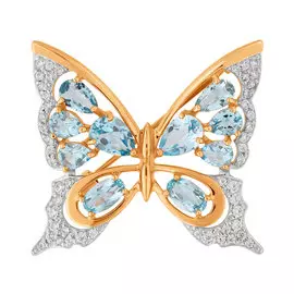 Брошь из золота с топазами и фианитами 740127