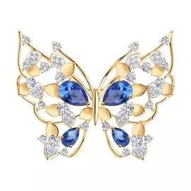 Брошь из золота с топазами и фианитами 740338