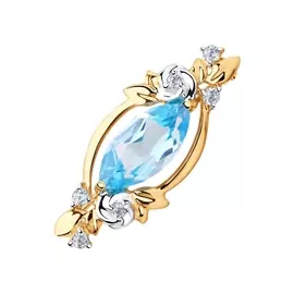 Брошь из золота с топазом и фианитами 740249