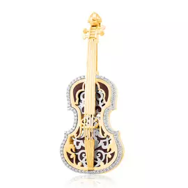 Брошь из белого и желтого золота с бриллиантами и эмалью D6-004-19-02