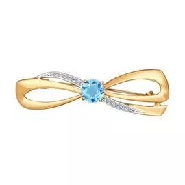 Брошь из красного золота с топазами и фианитами 740141