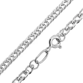 Цепь машинной вязки «Тройной ромб» из серебра с родированием 40-56035-23