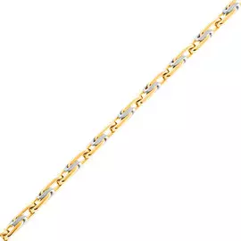 Цепь ручной вязки «Московский бит» из белого и желтого золота с родированием 40-39130-19