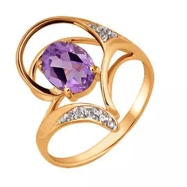 Кольцо Аметист, фианит