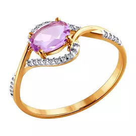 Кольцо Аметист, фианит