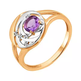 Кольцо Аметист, фианит