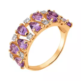Кольцо Аметист, фианит