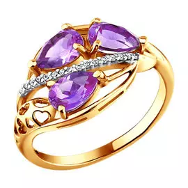 Кольцо Аметист, Фианит