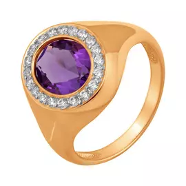 Кольцо Аметист, фианит