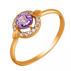 Кольцо Аметист, фианит