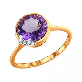 Кольцо Аметист, фианит