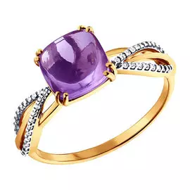 Кольцо Аметист, фианит