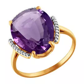 Кольцо Аметист, фианит