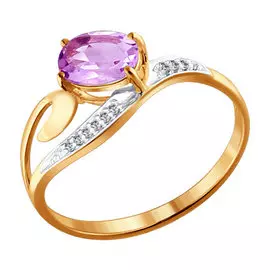 Кольцо Аметист, фианит