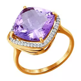 Кольцо Аметист, фианит