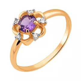 Кольцо Аметист, фианит