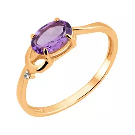 Кольцо Аметист, фианит