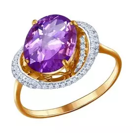 Кольцо Аметист, фианит