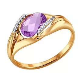 Кольцо Аметист, фианит