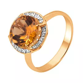 Кольцо Цитрин, Фианит