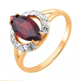 Кольцо Гранат, фианит