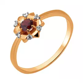 Кольцо Гранат, фианит