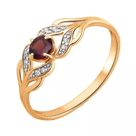 Кольцо Гранат, фианит