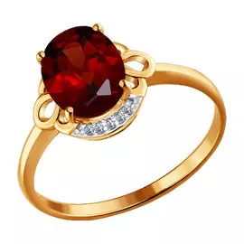Кольцо Гранат, фианит
