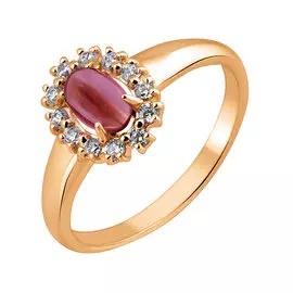 Кольцо Гранат, фианит