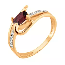 Кольцо Гранат, фианит