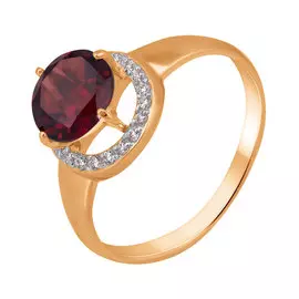 Кольцо Гранат, фианит