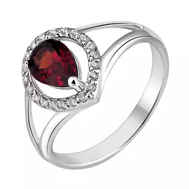 Кольцо Гранат, фианит