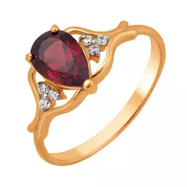 Кольцо Гранат, фианит