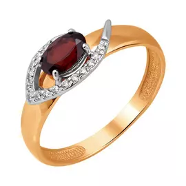 Кольцо Гранат,Фианит